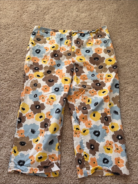 Madison Studio Pants - Madison Studio Floral Capris - Yellow, Blue & Brown
